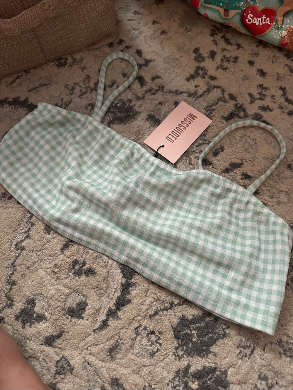Missguided Mint Gingham Bandeau Bralette (6/$20)